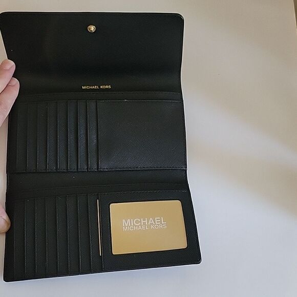 Michael Kors Tri-Fold Leather Wallet Black Jet Set - Picture 6 of 10